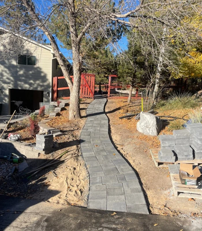 hardscaping service of residential house front walkway